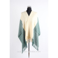 Senhoras 2 tom de inverno liso poncho xale